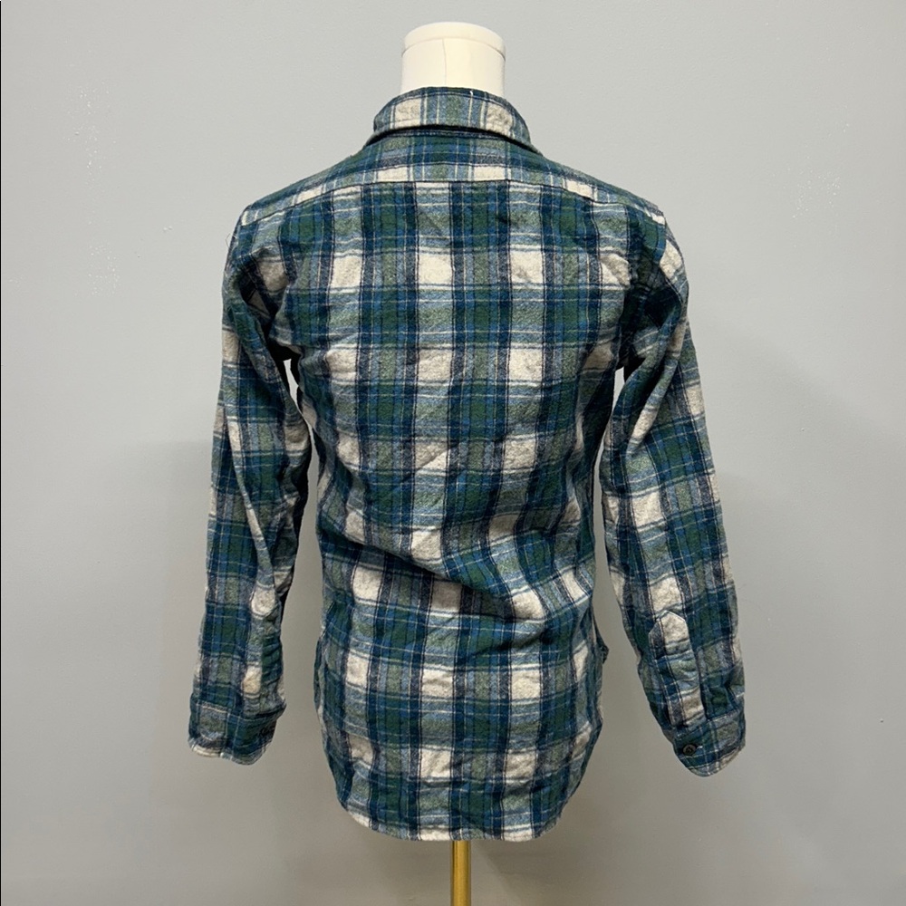 Vintage 1970’s Pendleton Pure Virgin Wool Blue Green Flannel‎ Button Up Shirt - Picture 2 of 5